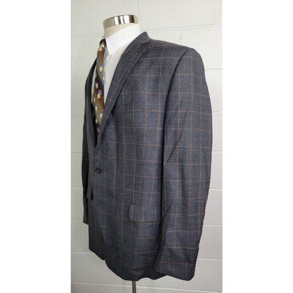 Ralph Lauren Mens Gray Wool Windowpane Plaid‎ Sport Coat 48L - Picture 5 of 10